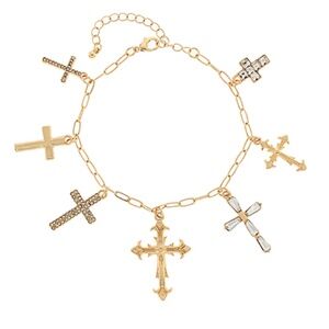 Pave Cross Charm Bracelet